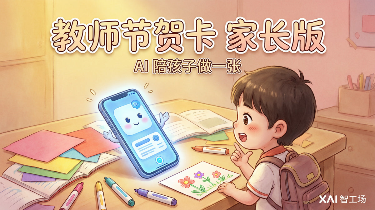 教师节贺卡家长版，让AI陪孩子做一张，不花钱但老师会收进抽屉