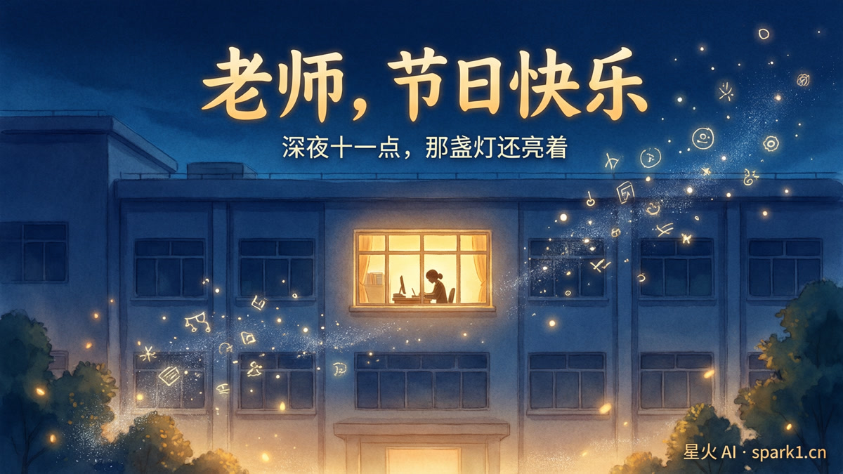深夜十一点，老师办公室的灯还亮着
