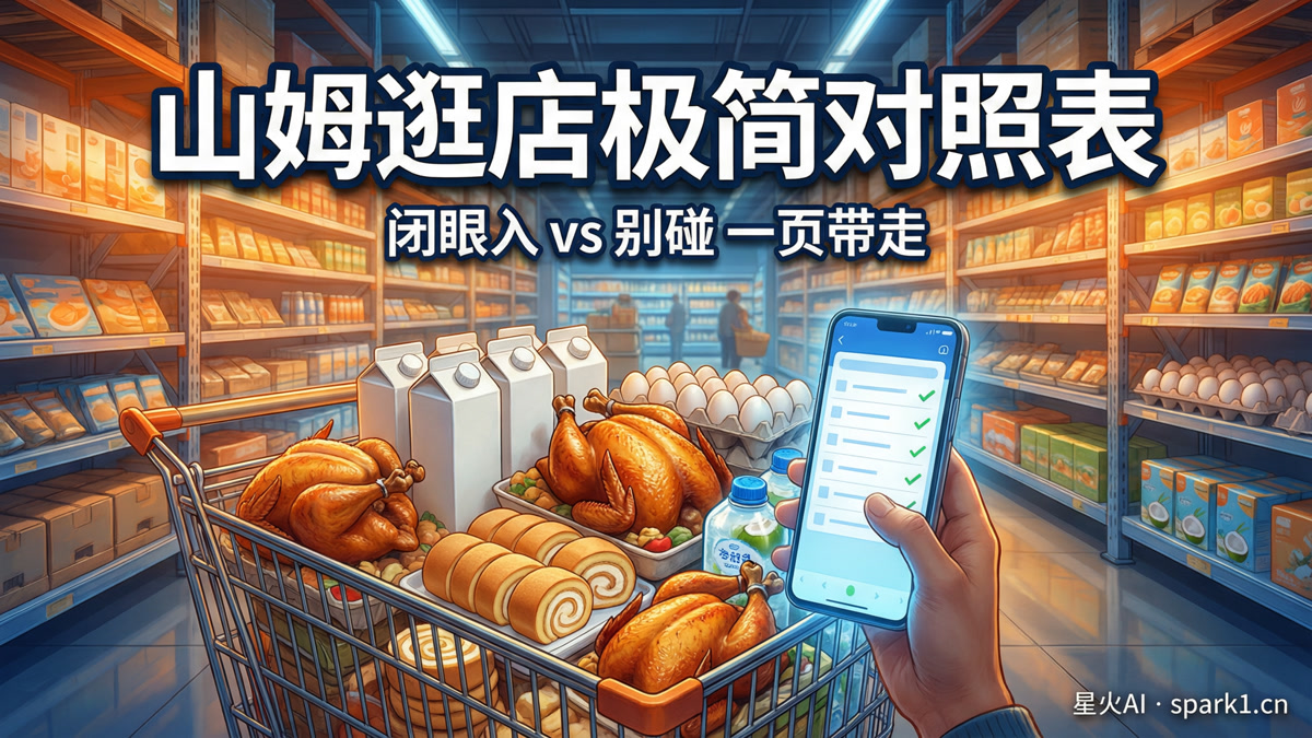 山姆逛店极简对照表，一页带走，AI帮你再算三道题