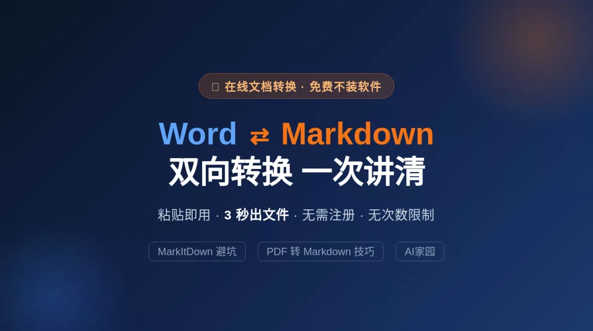 Word转Markdown在线编辑器：免费在线转换，双向互转不装软件